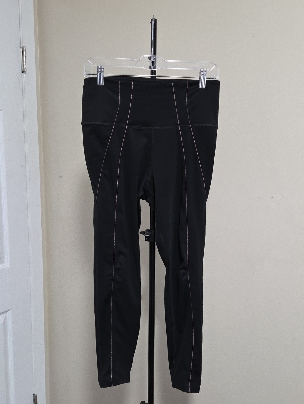 Nike Black High-Waist Leggings with Pink Contrast Stitching